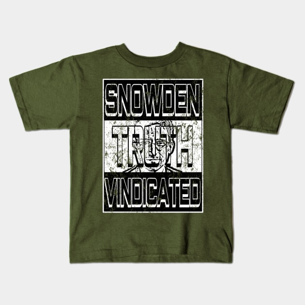 Edward Snowden Truth Vindicated Vintage Distressed Kids T-Shirt by CharJens